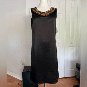 Vera Wang Lavender Label Black Dress with Gold Accents